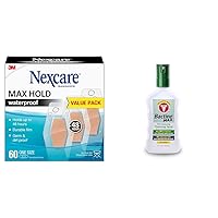 Nexcare 48Hr Waterproof Bandages 60pk + Bactine Max First Aid Spray with Lidocaine for Pain & Itch Relief, 5 oz