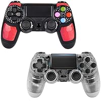 MUCUMO Controller for PS4 Controller 2 Pack,Gaming Controller for Playstation 4 Controller with Motion Sensor/Audio Jack/Long Battery Life,Wireless Controller for PC,Crystal White&Red Diamond,Cheap
