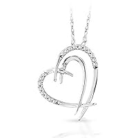 14k White Gold .05ctw Diamond Heart Pendant Necklace 18