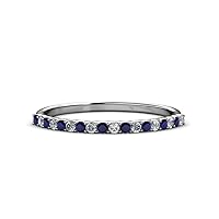 Blue Sapphire and Diamond (SI2-I1, G-H) 18 Stone Wedding Band 0.30 Carat tw in 14K Gold