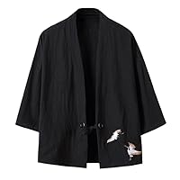 Summer Men' Cardigan Kimono Shirt Samurai Japanese Clothing Robes Loose Male Streetwear Asian Clothes