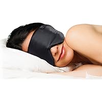 Ultra Silk 360 Sleep Mask, Mulberry Silk Blindfold Eye Mask with 2 Fully Adjustable Straps, Thin Profile Night Mask Great for Side, Stomach, or Back Sleepers - Black