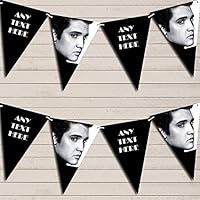 Black & White Elvis Presley Personalized Birthday Party Bunting - Hanging Party Decoration - Birthday Party Banner Garland | Decorative Party Supplies
