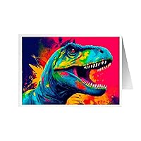 ARA STEP Unique All Occasions Animals Pop Art Greeting Cards Assortment Vintage Aesthetic Notecards 1(Set of 8 SIZE 105 x 148.5 mm / 4.1 x 5.8 inches) (Allosaurus Animal 3)