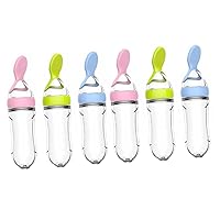ERINGOGO 6pcs Squeeze Rice Cereal Bottle Rice Paste Bottle Toddler Food Pacifier Spoon Bottles for Newborn Silicone Feeders for Mam Spoons Squeeze Feeder Baby Oatmeal to Feed