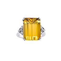 Rings for Women 14K White Gold Designer 16X12MM Emerald Cut Gemstone & Diamond Ring Color Stone Jewelry for Women Gold Rings For Women Diamond Rings for Women Size 5,6,7,8,9,10,11,12,13