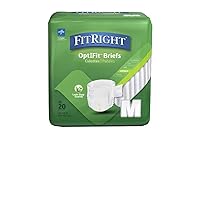 Medline FitRight OptiFit Extra+ Adult Diapers with leak stop guards, Disposable Incontinence Briefs with Tabs, Moderate Absorbency, Medium, 32