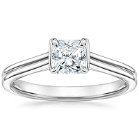 Mois Excellent Square Radiant Brilliant Cut 1.10 Carat, Moissanite Diamond Promise Ring, 4-Prong Set, Eternity Sterling Silver Ring, Valentine's Day Jewelry Gifts, Customized Ring for Her