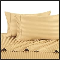 Royal Hotel's Striped Gold 300-Thread-Count 3pc Queen Duvet-Cover 100-Percent Cotton, Sateen Striped, 100% Cotton