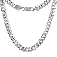 Sterling Silver 2-18mm Miami Cuban Link Chain Necklaces & Bracelets for Men and Women Tight Links Smooth Domed Surface Nickel Free Italy sizes 16-30 inch