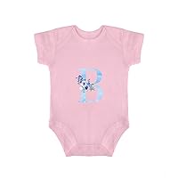 Baby Bodysuit Floral Monogram Letter - B Baby Romper Newborn Bodysuit Gifts for Babies 12months