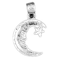 Moon Face Pendant | Sterling Silver 925 Moon Face Pendant - 22 mm