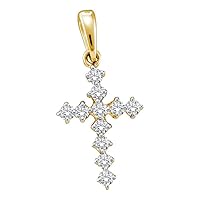 The Diamond Deal 14kt Yellow Gold Womens Round Diamond Cross Faith Pendant 1/10 Cttw