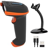 Tera Barcode Scanner Wireless 1D Laser Cordless Barcode Reader with Battery Level Indicator, Versatile 2 in 1 2.4Ghz Wireless and USB 2.0 Wired with Stand Model 5100-Z
