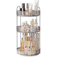 Rotating Makeup Organizer for Vanity - 360 Makeup Storage Spinning Holder Rack, Large Capacity Multi-Function Cosmetics Storage Shelf, Fits Countertop, Kitchen and Bathroom(3 Tiers, Grey)