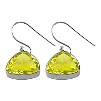 Natural Trillion Gemstone Silver 18k Gold Plated Earring For women Girls Faceted Cabochon Stone
