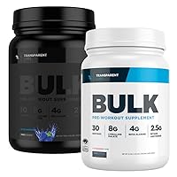 Transparent Labs Bulk Pre Workout Powder for Muscle Building and Strength - 30 Servings, Strawberry Kiwi & Bulk Black Pre Workout with Betal Alanine & Caffeine Powder - 30 Servings, Blue Raspberry