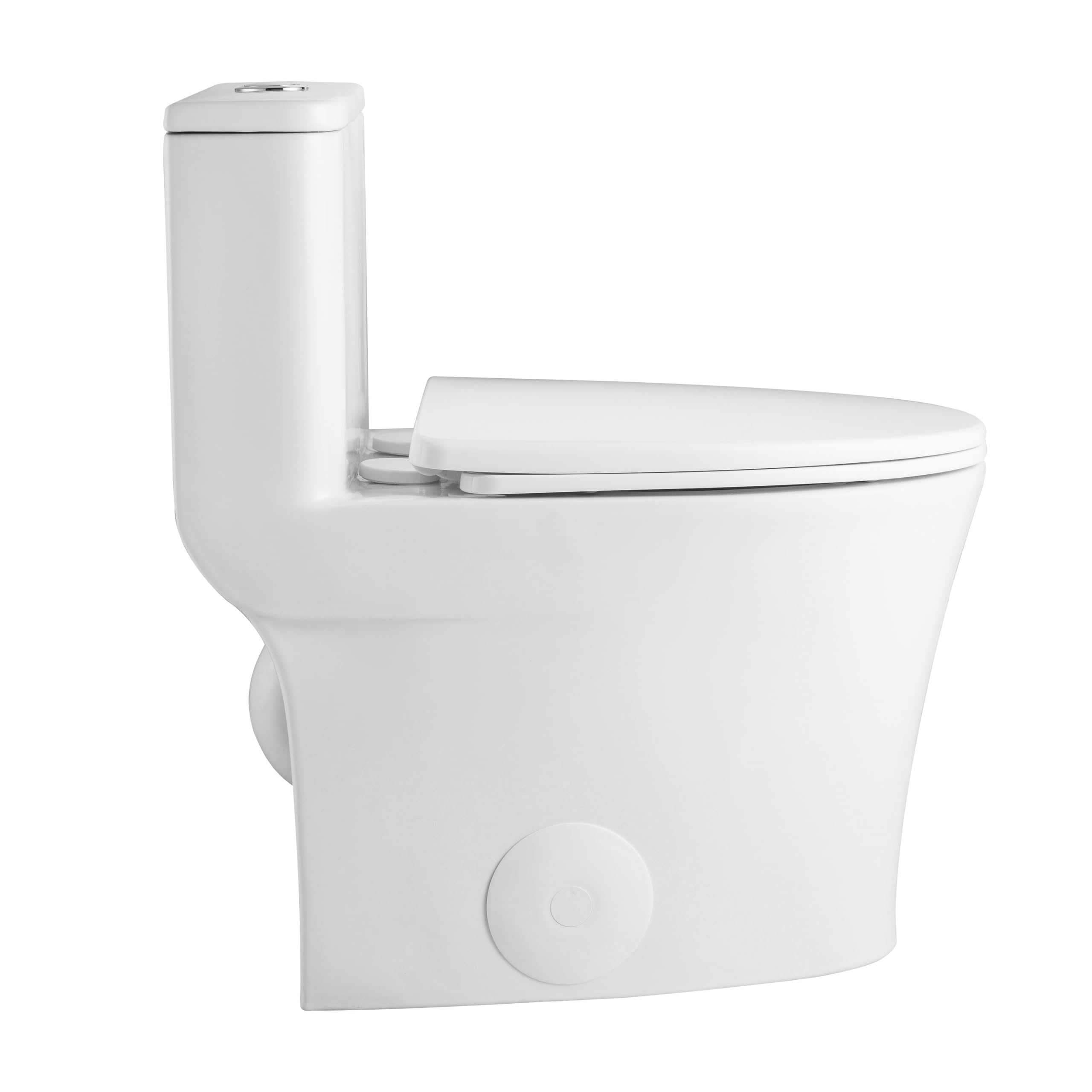DeerValley Symmetry One Piece Toilet Elongated, Small Toilet Compact Modern One Piece Toilet with Soft Close Toilet Seat Ceramic Glossy White Toilets Single Flush for Small Bathroom Space DV-1F52807A