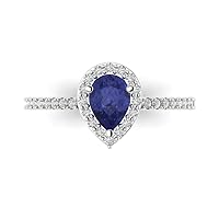 Clara Pucci 1.32 Brilliant Pear Cut Solitaire W/Accent Stunning Simulated Tanzanite Anniversary Promise ring Solid 18K White Gold