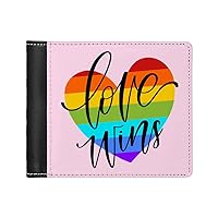 Love Wins Men's Wallet - Rainbow Heart Wallet - Text Design Wallet (Black)