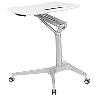 Flash Furniture Gia Mobile Sit-Down, Stand-Up White Computer Ergonomic Desk with 28.25