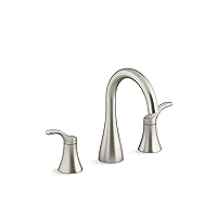 KOHLER 27390-4-BN Simplice Widespread Bathroom Faucet with Clicker Drain, 3-Hole 2-Handle Sink Faucet, 1.2 gpm, Vibrant Brushed Nickel