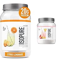 Isopure Whey Isolate Protein Powder Bundle - Citrus Lemonade 36 Servings 1.98 LB & Tropical Punch 16 Servings