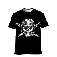 Mens Cool-Tees Funny-Graphic T-Shirt Vintage-Novelty Skull Short-Sleeve Softstyle Shirts Adult Fashion Active Athletic Boys