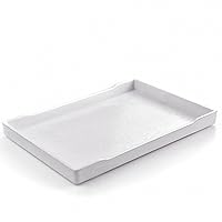 OMEM Reptile Bowl Large Food and Water Dish Enough Space Also Fit for Bath Simulated Wood Grain Surface (S, White)
