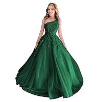 One Shoulder Lace Appliques Prom Dresses Long Tulle Ball Gown for Women Formal Evening Party Gowns