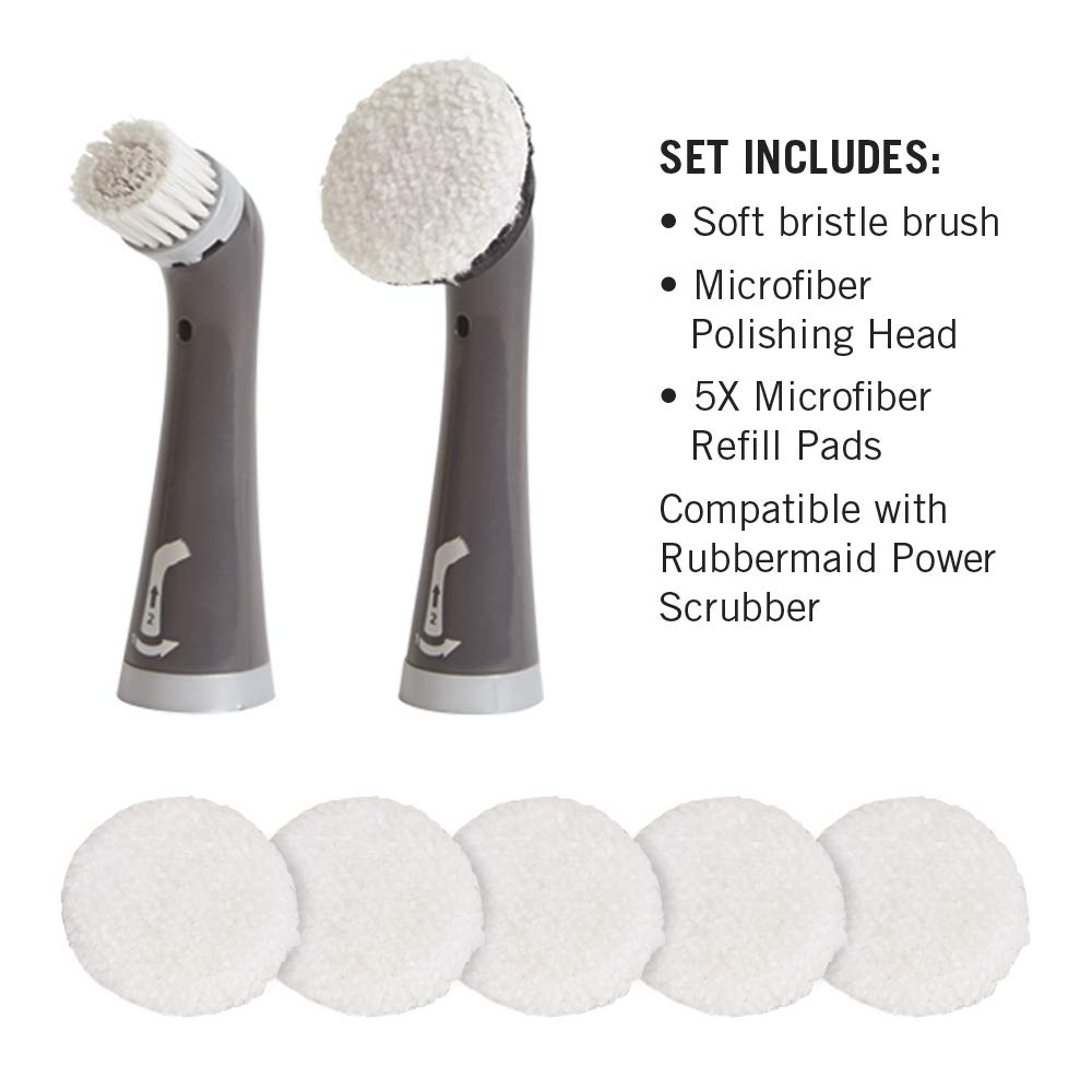 Rubbermaid Cleaning Power Electric Scrub Brush Microfiber Refill Kit, 8 Pieces, Red/Gray, Multi-Purpose Scrub Brush Refills Compatible with Rubbermaid Power Scrubber