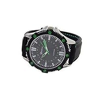 Geneva Platinum 3498 Silicone Stitching Watch-BLK/GREEN/SIL