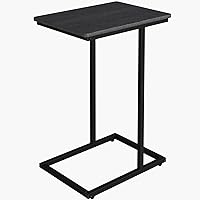 Novilla Side Table C-Shaped Slim End Table Small Side Snack Table for Living Room Bedroom Sofa Couch, Black