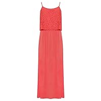 Womens Floral Lace Dress Ladies Stretch Sleeveless Strappy Summer Maxi Dress