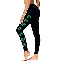 SNKSDGM St Patricks Day Leggings for Women Shamrock Printed Tights Jogging Sports Tummy Control Irish Paddys Day Yoga Pants