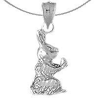Silver Rabbit Necklace | Rhodium-plated 925 Silver Rabbit Pendant with 18