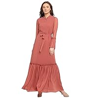 Jessica-Stuff Georgette Blend Stitched Flared/A-line Gown (Light Maroon) (1027)