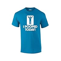 I Pooped Today T-Shirt Funny Humorous Comic Stick Figure Sign Happy Short Sleeve Tee