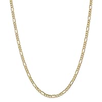 14k Gold 4.2mm Semi solid Figaro Chain Necklace Jewelry Gifts for Women - Length Options: 16 18 20 22 24 26