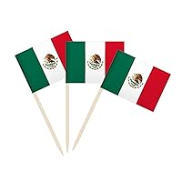100 Pack Mexico Flag Mexican Toothpick Flags, Cocktail Picks Mini Stick Cupcake Toppers Country Picks Party Decoration Celebration Cocktail Food Bar Cake Flags (Mexico)