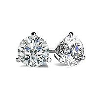 14 KT Gold Plated Sterling Silver (925 kt) Round Cut Martini Setting Stud Earrings AAA Cubic Zirconia 3.00 Ct