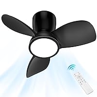 Ceiling Fan with Lights and Remote,30” Flush Mount Ceiling Fans Large Air Volume,4 Speeds,Reversible,Timer,Dimmable LED Lights,Super Quiet Low Profile Ceiling Fan with light for Bedroom Kitchen Patio.