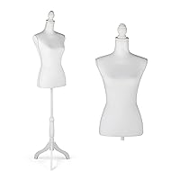 Female Mannequin Body, Sewing Mannequin Torso Dress Form, Adjustable Mannequin with Stand for Display Dressmaker, White