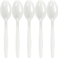 Kitchen Selection White Plastic Teaspoons (Pack Of 50) - Heavy Weight Classic Dinnerware, Perfect Party Supplies for Family Gatherings, Birthdays, Events, Everyday Use, & More