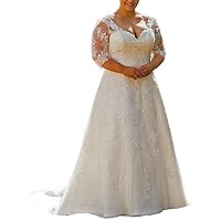 Wedding Dress for Bride Plus Size Bridal Gown with Sleeves Lace Wedding Gowns A Line Bride Dresses