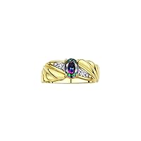 Angel Wing Birthstone Ring 7X5MM Gemstone & Diamonds - Elegant Stone Jewelry for Women in Yellow Gold Plated Silver, Available in Sizes 5-10