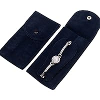 Portable Watch Pouch Single Watch Travel Case Storage Bag Watch Organizer Display Pouch Jewelry Packaging Pouch Gift Bags with Snap for Men Women Blue