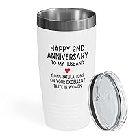 Wedding Anniversary White Tumbler 20oz - Personalized Husband Excellent Taste - Engagement Gifts for Friends Bridal Shower Gifts Romantic Valentines for Wife Husband
