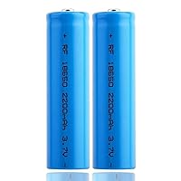 3.7V Li-ion Rechargeable Battery, 2200mAh Full Capacity Rechargeable Batteries Lithium ion Battery Durable Button Top Battery, Used for LED Flashlight, Electronic Devices etc.(2 Pack)