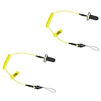 BearTOOLS Micro Coil Elastic Lanyard, Max Load 0.9kg 50cm Dual Attachment | Tool Lanyard for Small Tools, Helmets | Coil Lanyard, Hardhat Accessory | Used in Construction & Work Sites (2-Pack)